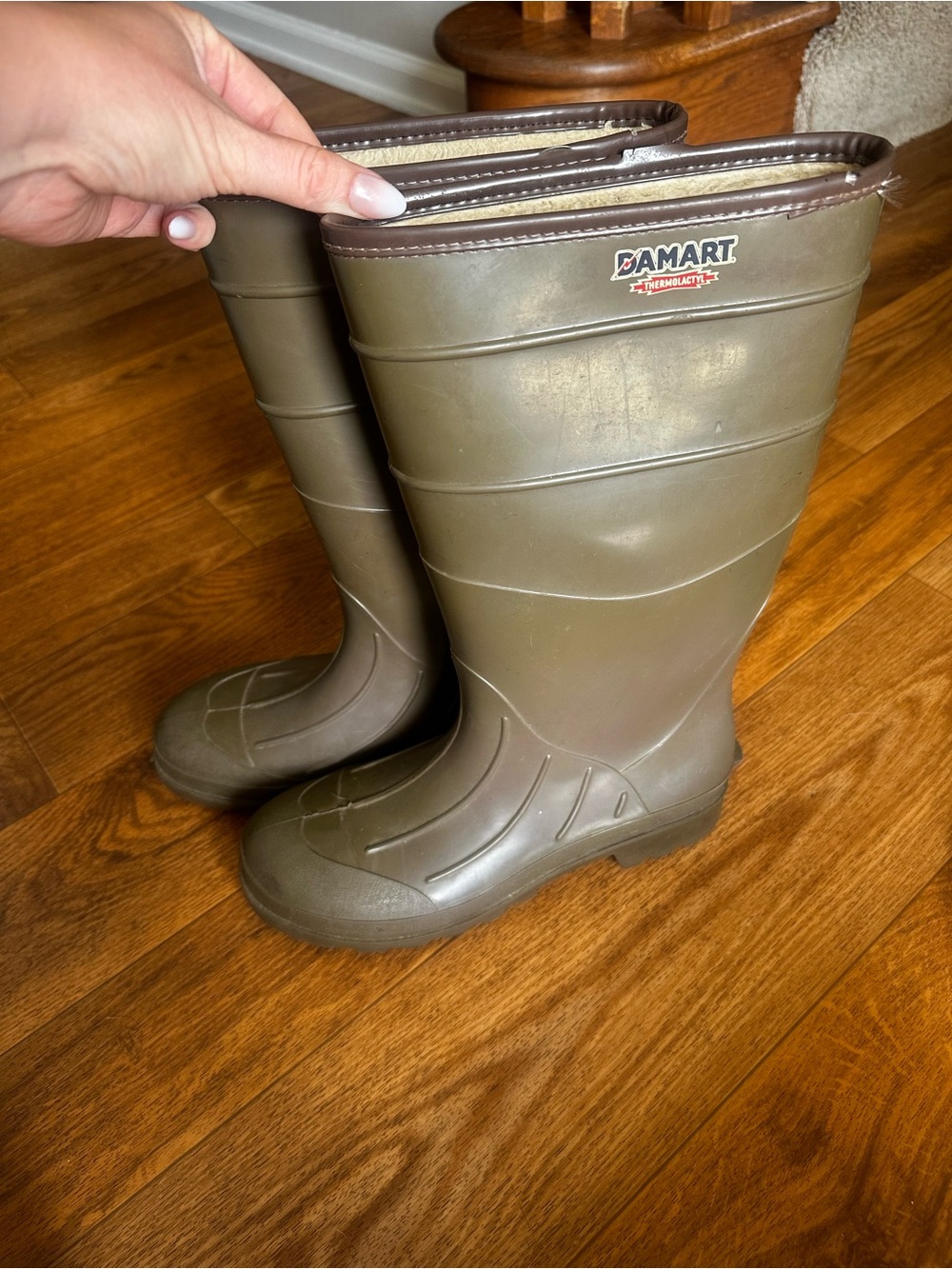 Damart Olive Green Insulated with wool Rain Boots
